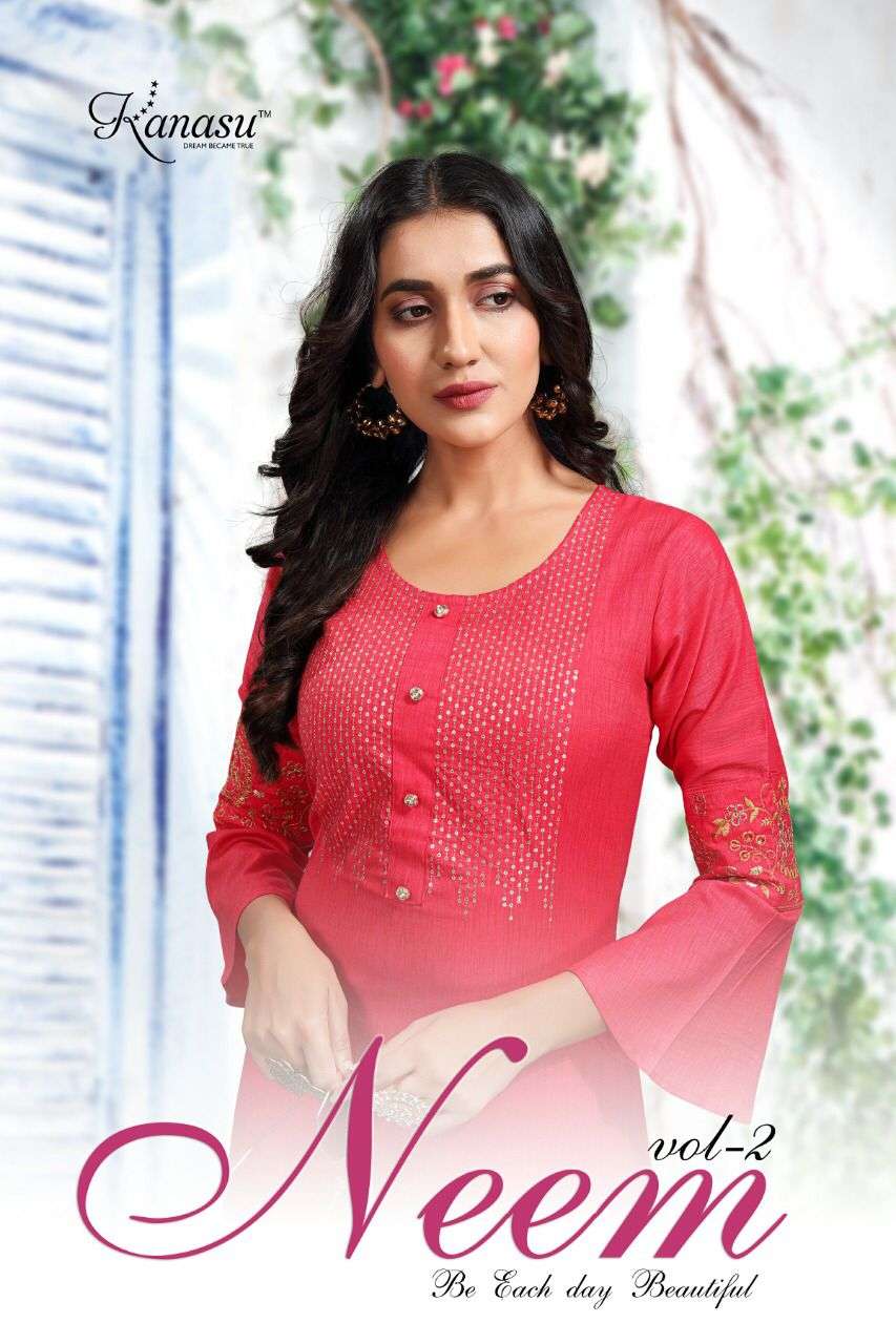 NEEM VOL-2 BY KANASU 101 TO 108 SERIES DESIGNER STYLISH FANCY COLORFUL BEAUTIFUL PARTY WEAR & ETHNIC WEAR COLLECTION PURE RAYON KURTIS AT WHOLESALE PRICE