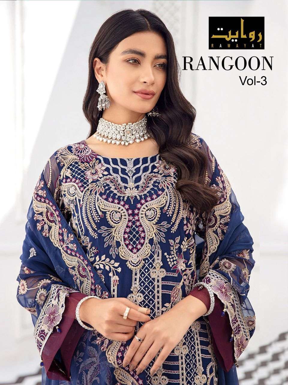 RANGOON VOL-3 BY RAWAYAT 1026 TO 1029 SERIES DESIGNER FESTIVE PAKISTANI SUITS COLLECTION BEAUTIFUL STYLISH FANCY COLORFUL PARTY WEAR & OCCASIONAL WEAR FAUX GEORGETTE EMBROIDERED DRESSES AT WHOLESALE PRICE