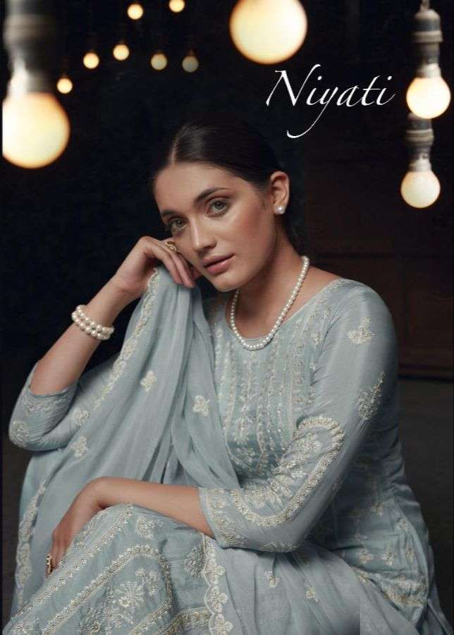 NIYATI BY KARMA TRENDZ 4077 TO 4083 SERIES BEAUTIFUL SUITS COLORFUL STYLISH FANCY CASUAL WEAR & ETHNIC WEAR PURE MUSLIN EMBROIDERED DRESSES AT WHOLESALE PRICE