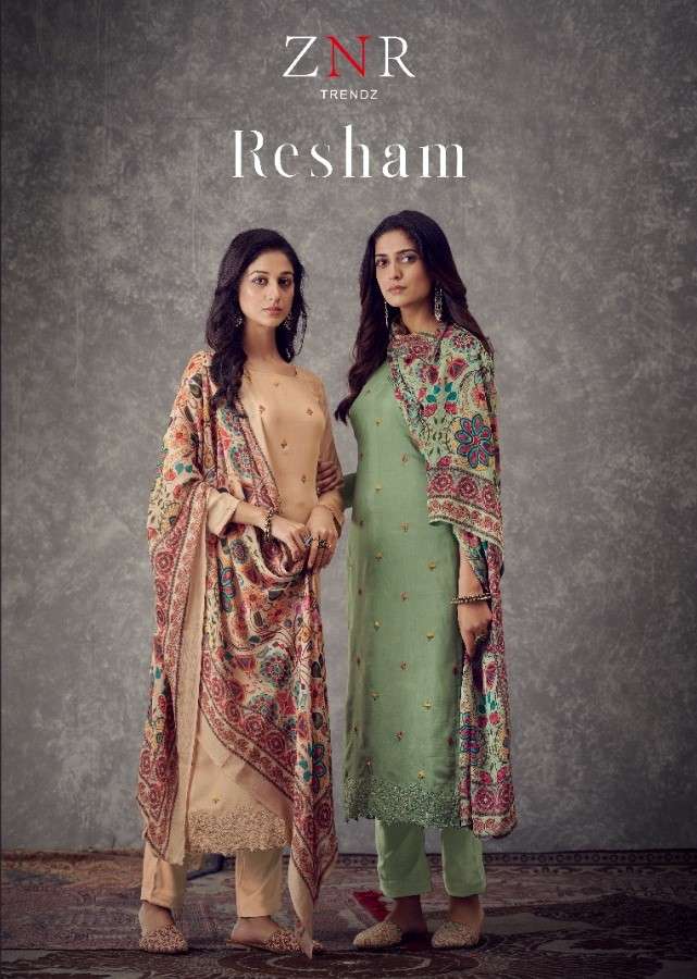 RESHAM BY ZNR TRENDZ A TO D SERIES BEAUTIFUL SUITS COLORFUL STYLISH FANCY CASUAL WEAR & ETHNIC WEAR MUSLIN EMBROIDERED DRESSES AT WHOLESALE PRICE