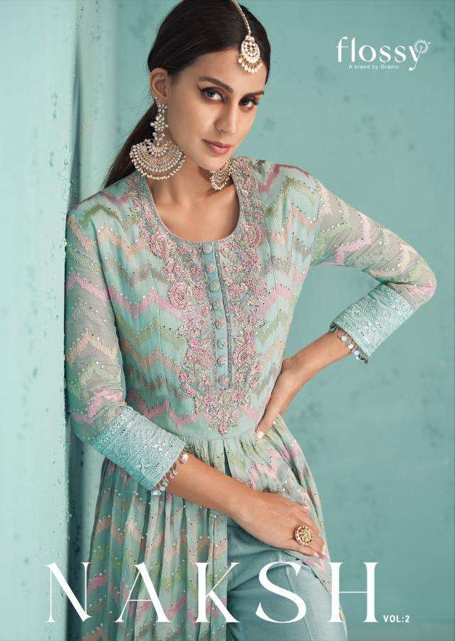 Naksh Vol-2 By Flossy 661 To 664 Series Beautiful Anarkali Suits Colorful Stylish Fancy Casual Wear & Ethnic Wear Georgette Embroidered Dresses At Wholesale Price