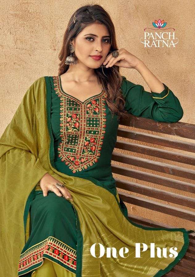 ONE PLUS BY PANCH RATNA 14041 TO 14045 SERIES BEAUTIFUL SUITS COLORFUL STYLISH FANCY CASUAL WEAR & ETHNIC WEAR PARAMPARA SILK DRESSES AT WHOLESALE PRICE