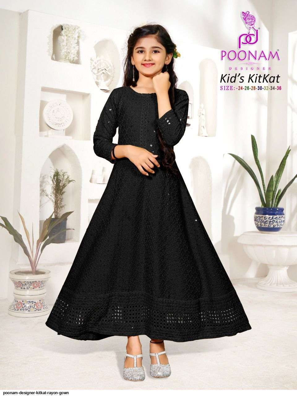 KIDS KITKAT BY POONAM DESIGNER 1001 TO 1006 SERIES DESIGNER STYLISH FANCY COLORFUL BEAUTIFUL PARTY WEAR & ETHNIC WEAR COLLECTION PURE RAYON GOWN AT WHOLESALE PRICE