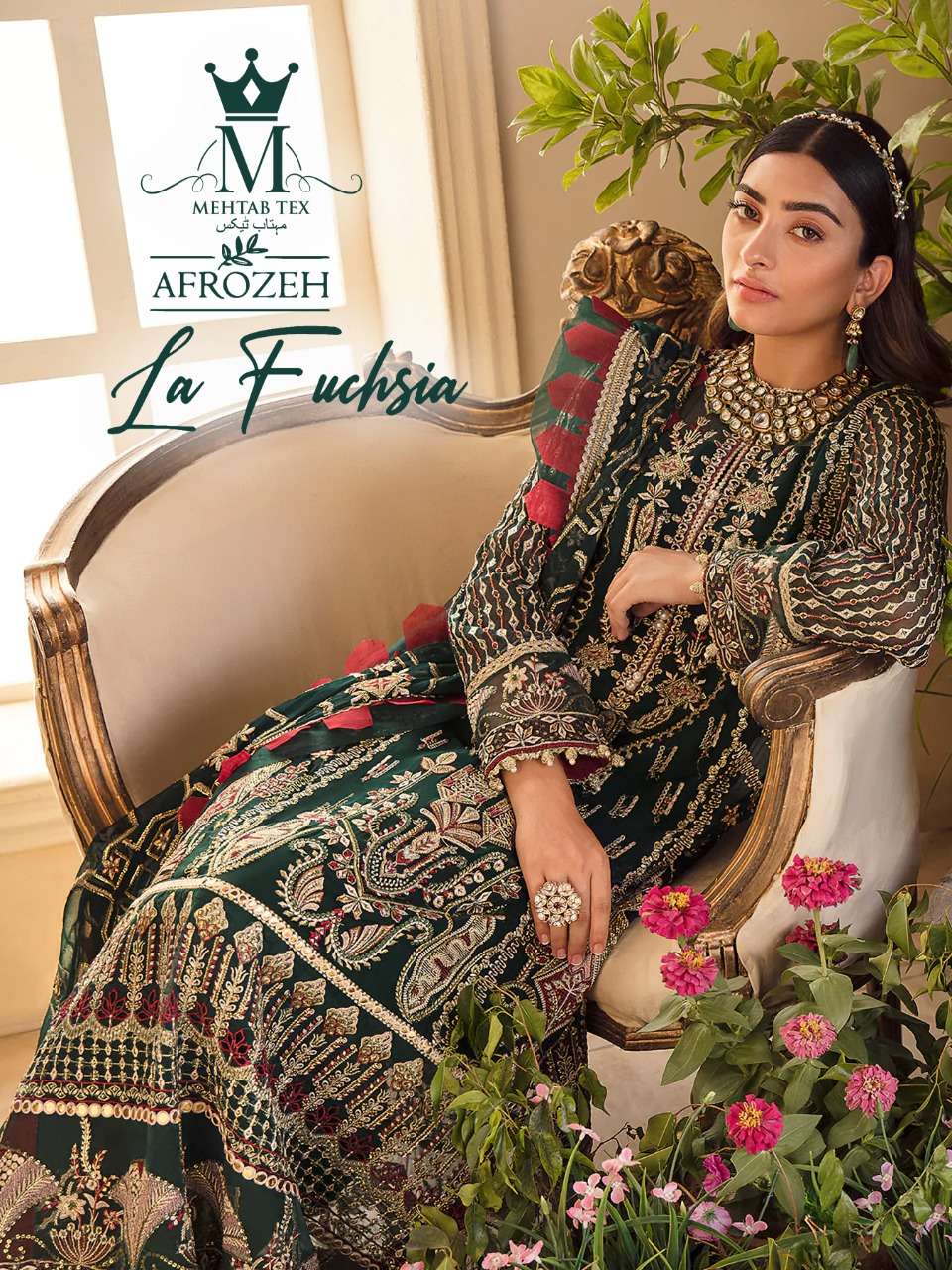 AFROZEH BY MEHTAB TEX 9001 TO 9003 SERIES BEAUTIFUL STYLISH PAKISTANI SUITS FANCY COLORFUL CASUAL WEAR & ETHNIC WEAR & READY TO WEAR FAUX GEORGETTE/NET EMBROIDERY DRESSES AT WHOLESALE PRICE