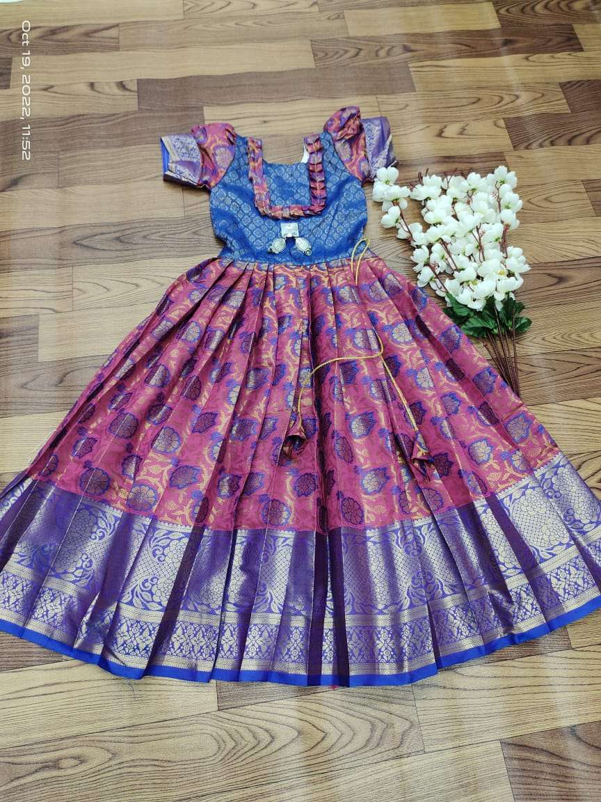 PVR-KIDS GOWN VOL-2 BY FASHID WHOLESALE 01 TO 05 SERIES DESIGNER BEAUTIFUL NAVRATRI COLLECTION OCCASIONAL WEAR & PARTY WEAR PURE LICHI SILK LEHENGAS AT WHOLESALE PRICE