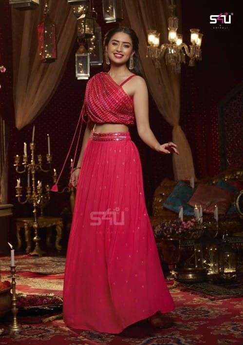 S4U HIT DESIGN 02 BY S4U FASHION DESIGNER STYLISH FANCY COLORFUL BEAUTIFUL PARTY WEAR & ETHNIC WEAR COLLECTION GEORGETTE TOPS WITH BOTTOM AT WHOLESALE PRICE