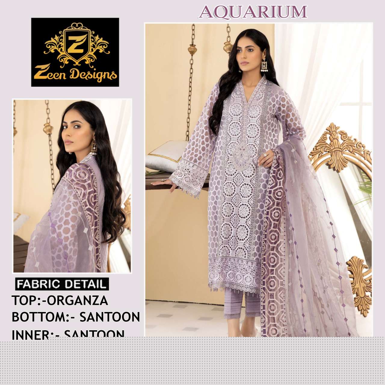AQUARIUM BY ZEEN DESIGNS DESIGNER PAKISTANI SUITS BEAUTIFUL STYLISH FANCY COLORFUL PARTY WEAR & OCCASIONAL WEAR ORGANZA EMBROIDERY DRESSES AT WHOLESALE PRICE