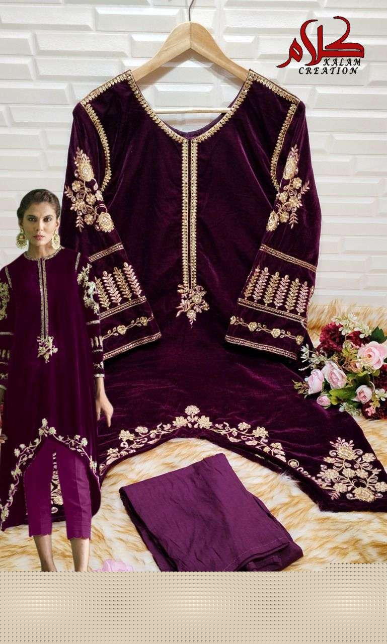 KALAM 1117 COLOURS BY KALAM CREATION 01 TO 02 SERIES DESIGNER FESTIVE PAKISTANI KURTIS COLLECTION BEAUTIFUL STYLISH FANCY COLORFUL PARTY WEAR & OCCASIONAL WEAR VELVET EMBROIDERED KURTIS AT WHOLESALE PRICE