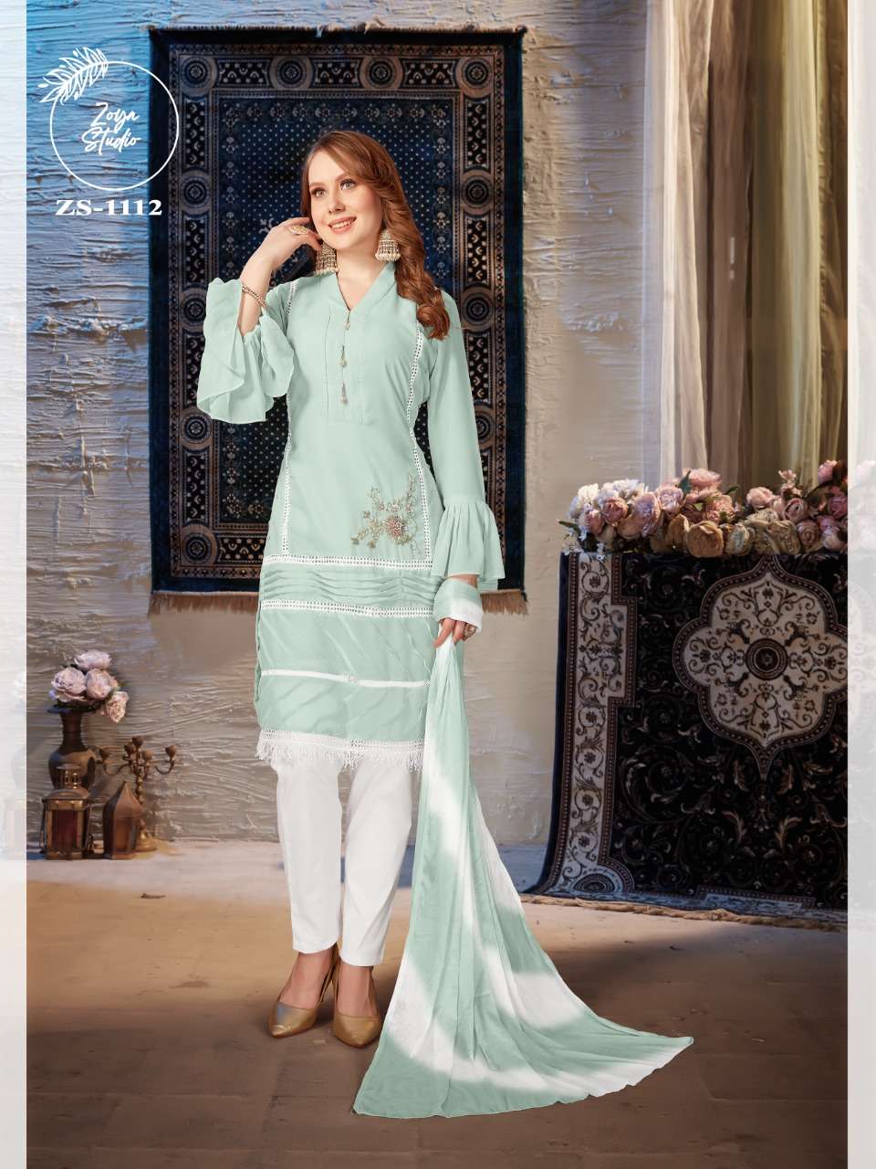 ZS-1112 COLOURS BY ZOYA STUDIO 1112-A TO 1112-B SERIES DESIGNER FESTIVE PAKISTANI SUITS COLLECTION BEAUTIFUL STYLISH FANCY COLORFUL PARTY WEAR & OCCASIONAL WEAR PURE GEORGETTE EMBROIDERED DRESSES AT WHOLESALE PRICE