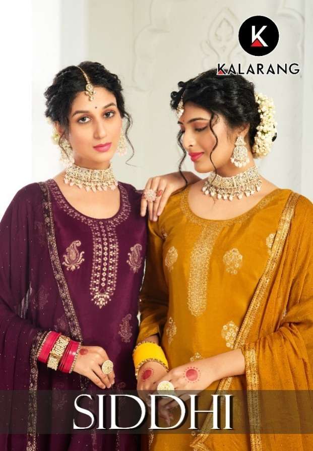 Siddhi By Kalarang 10211 To 10214 Series Designer Suits Beautiful Stylish Fancy Colorful Party Wear & Occasional Wear Pure Crepe Jacquard Dresses At Wholesale Price