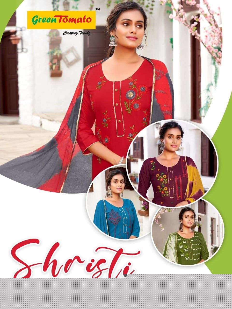 Shristi By Green Tomato 1001 To 1008 Series Beautiful Summer Collection Pakisatni Suits Stylish Fancy Colorful Casual Wear & Ethnic Wear Rayon Embroidery Dresses At Wholesale Price