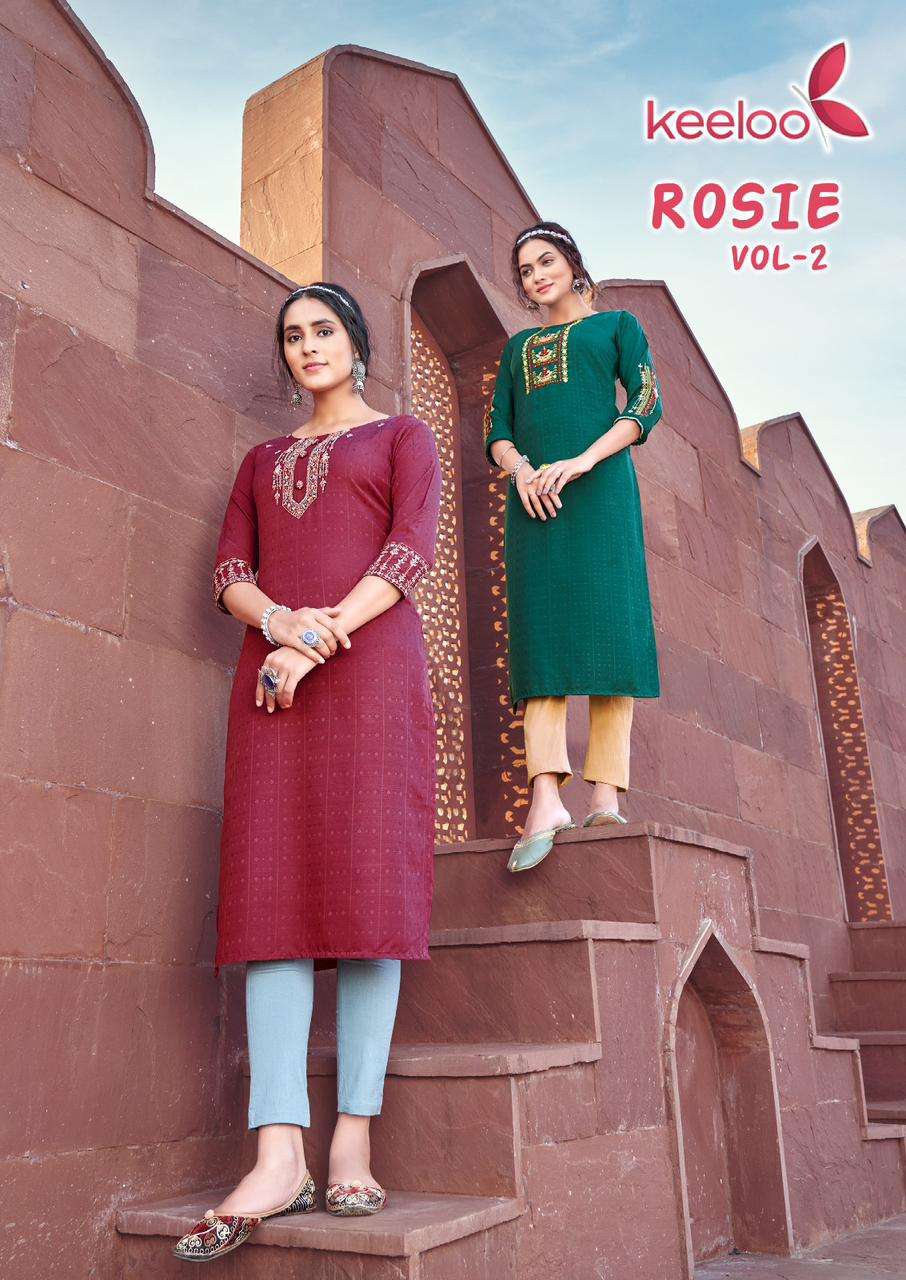 Rosie Vol-2 By Keeloo 2001 To 2006 Series Designer Stylish Fancy Colorful Beautiful Party Wear & Ethnic Wear Collection Viscose Dobby Kurtis At Wholesale Price