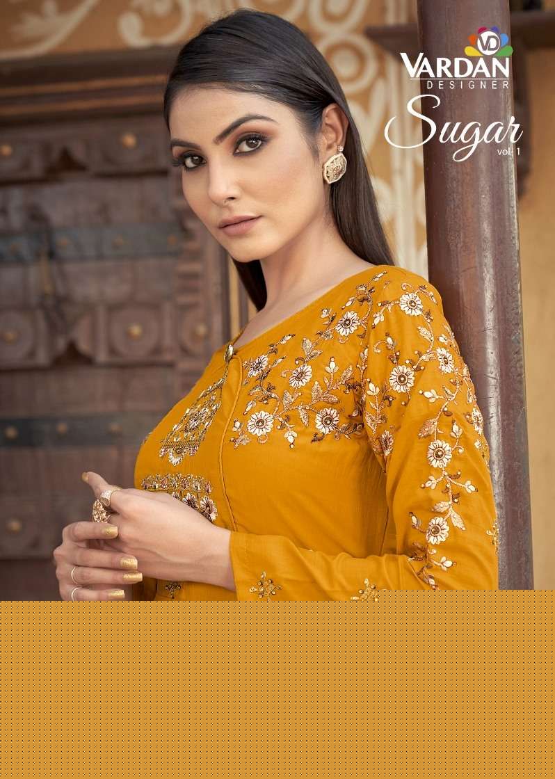 Sugar By Vardan Designer 51031 To 51033 Series Beautiful Stylish Fancy Colorful Casual Wear & Ethnic Wear Heavy Muslin Embroidered Gowns At Wholesale Price
