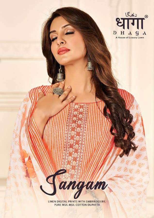 Sangam By Dhaga 1007 To 1012 Series Beautiful Stylish Suits Fancy Colorful Casual Wear & Ethnic Wear & Ready To Wear Linen Digital Print Dresses At Wholesale Price