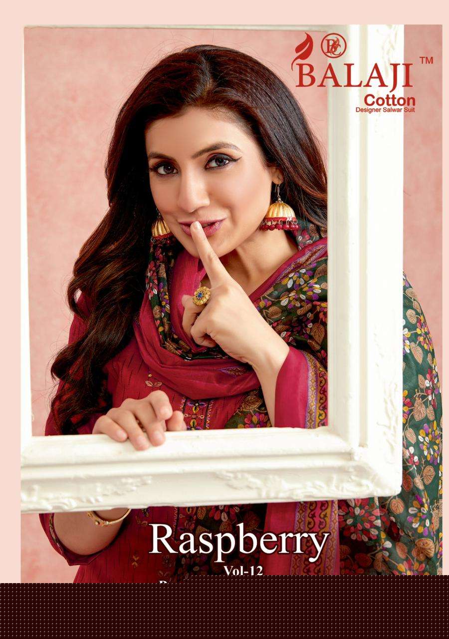 Raspberry Vol-12 By Balaji Cotton 1201 To 1212 Series Beautiful Suits Stylish Colorful Fancy Casual Wear & Ethnic Wear Pure Cotton Print Dresses At Wholesale Price