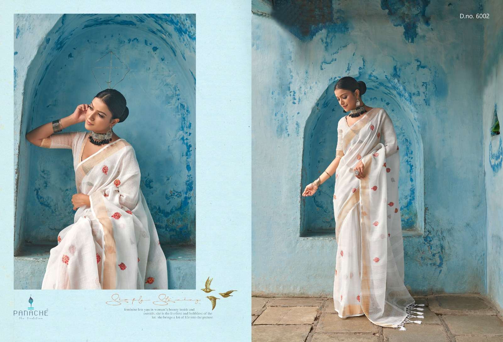 Tara Linen By Panache 6001 To 6007 Series Indian Traditional Wear Collection Beautiful Stylish Fancy Colorful Party Wear & Occasional Wear Linen Sarees At Wholesale Price