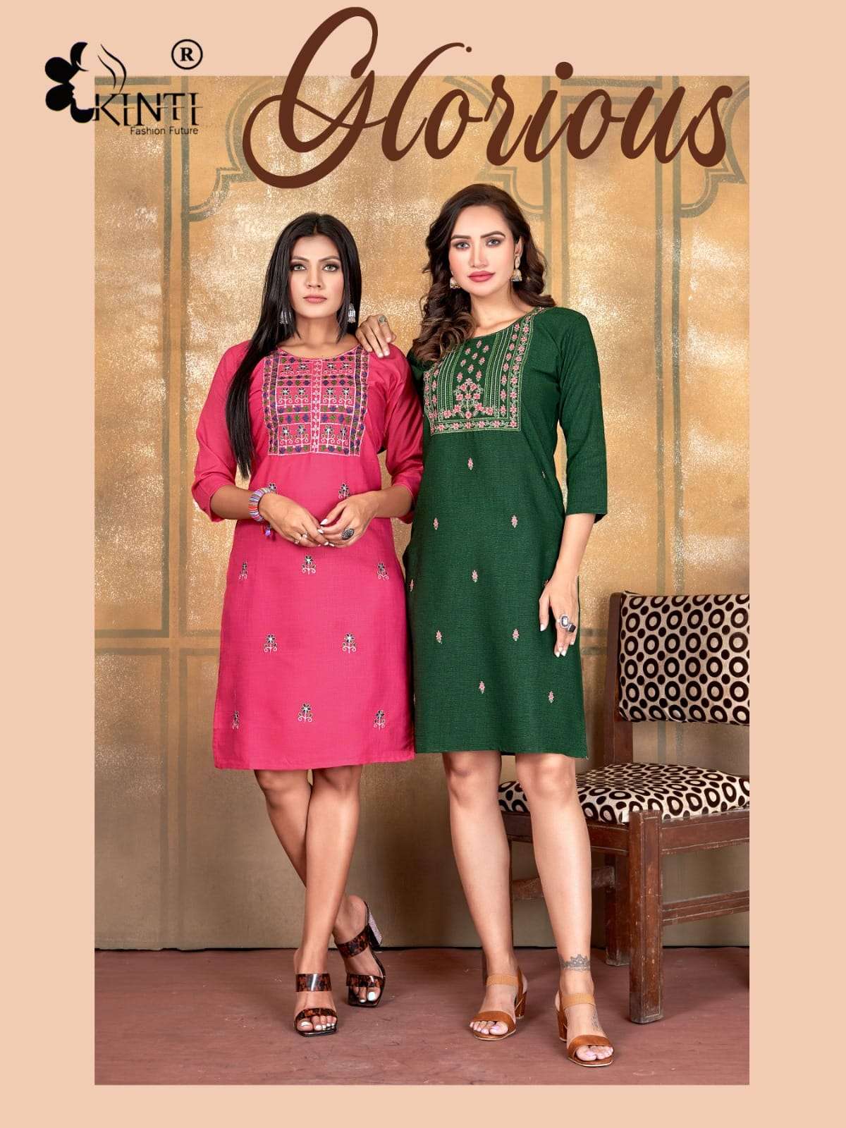 Glorious By Kinti 1001 To 1008 Series Beautiful Stylish Fancy Colorful Casual Wear & Ethnic Wear Heavy Rayon Foil Kurtis At Wholesale Price