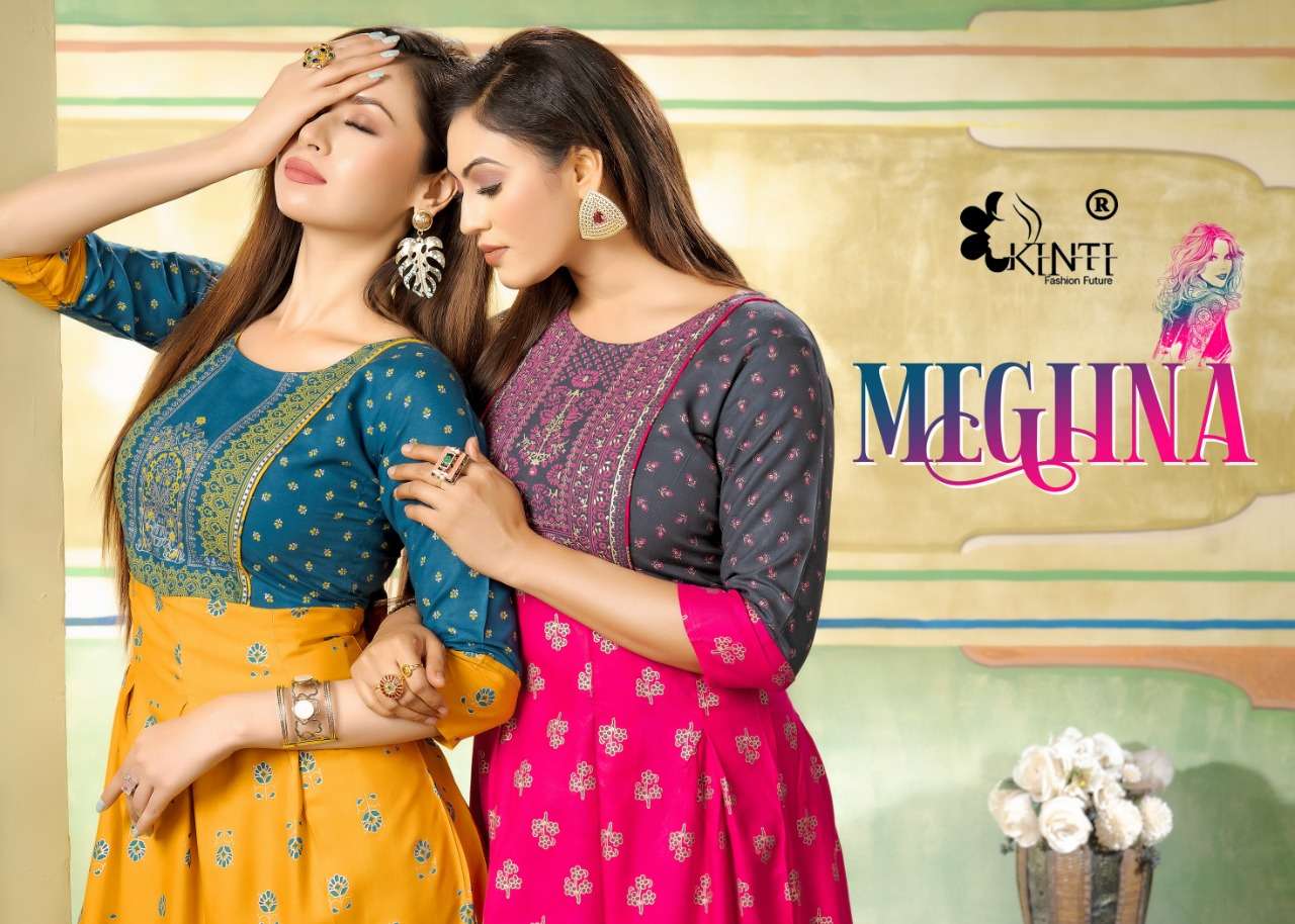 Meghna By Kinti 101 To 108 Series Designer Stylish Fancy Colorful Beautiful Party Wear & Ethnic Wear Collection Heavy Rayon Print Kurtis At Wholesale Price