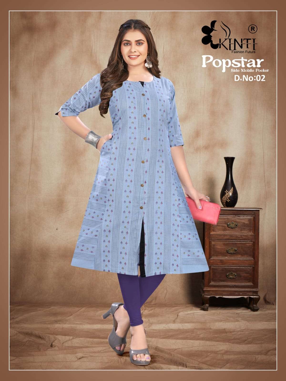 Popstar Vol-3 By Kinti 01 To 08 Series Designer Stylish Fancy Colorful Beautiful Party Wear & Ethnic Wear Collection Handloom Print Kurtis At Wholesale Price