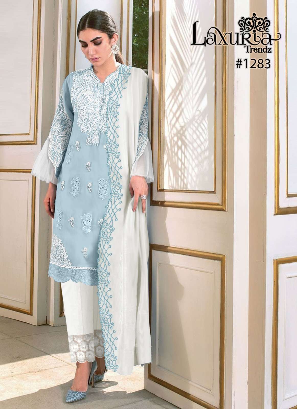 Luxuria Trendz Hit Design 1283 By Luxuria Designer Pakistani Suits Beautiful Stylish Fancy Colorful Party Wear & Occasional Wear Faux Georgette Embroidered Dresses At Wholesale Price