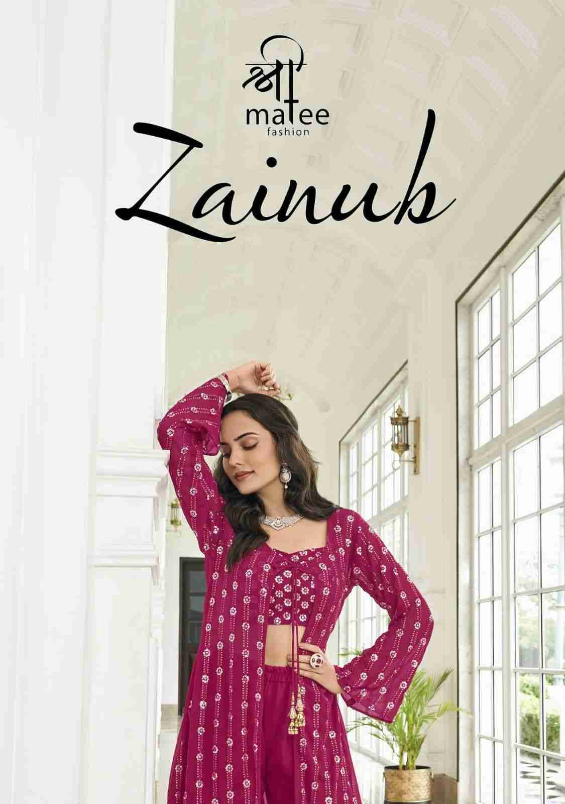 Zainub By Shree Matee Fashion 133 To 135 Series Beautiful Stylish Fancy Colorful Casual Wear & Ethnic Wear Pure Faux Georgette Tops With Palazzo At Wholesale Price