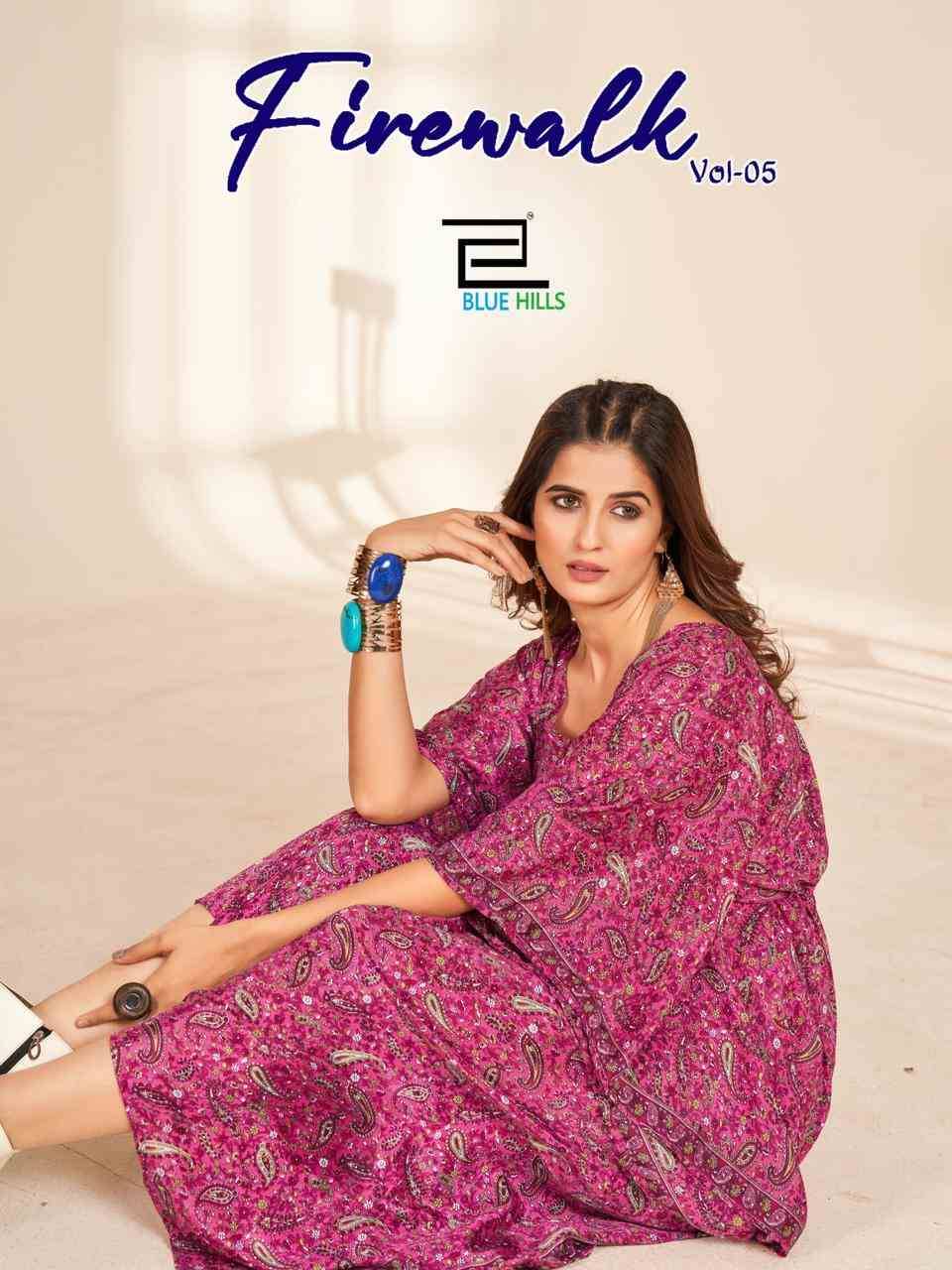 Firewalk Vol-5 By Blue Hills 5001 To 5006 Series Designer Stylish Fancy Colorful Beautiful Party Wear & Ethnic Wear Collection Heavy Crepe Print Kaftan At Wholesale Price