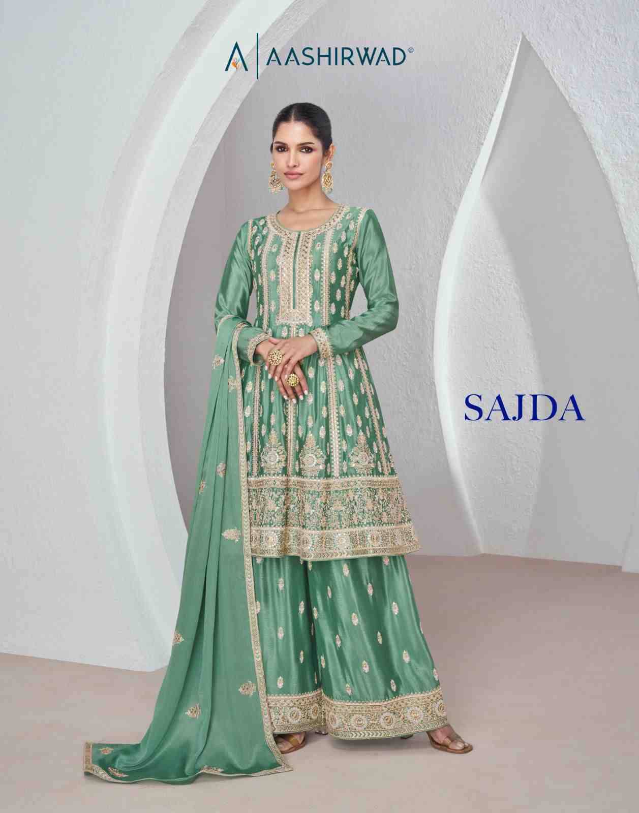 Sajda By Aashirwad Creation 9959 To 9961 Series Designer Festive Suits Collection Beautiful Stylish Fancy Colorful Party Wear & Occasional Wear Chinnon Silk Dresses At Wholesale Price