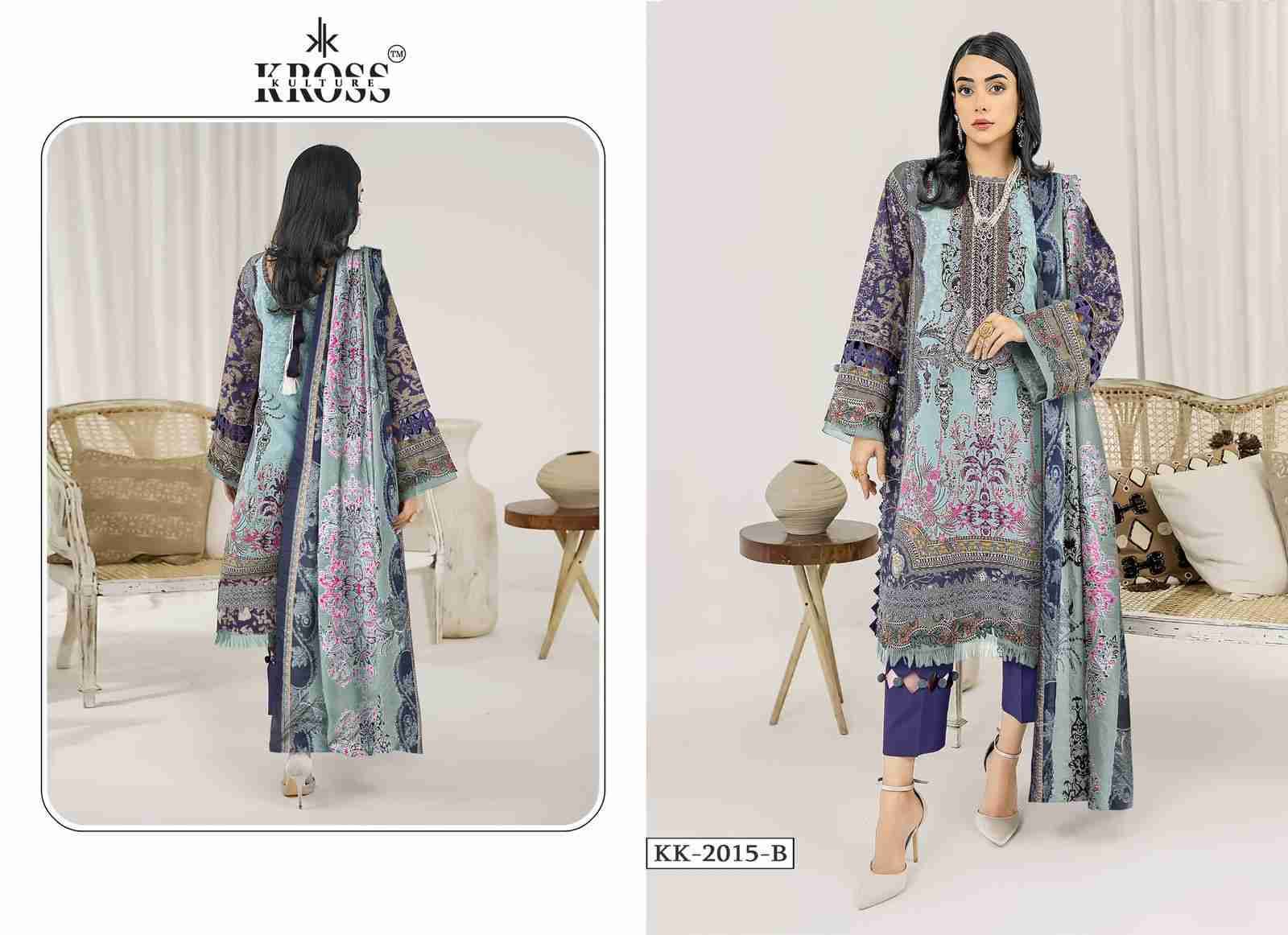 Kross Kulture Hit Design 2015 Colours By Kross Kulture 2015-A To 2015-B Series Beautiful Pakistani Suits Colorful Stylish Fancy Casual Wear & Ethnic Wear Pure Cotton Print With Embroidered Dresses At Wholesale Price