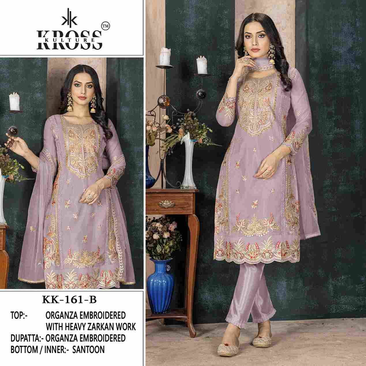 Kross Kulture Hit Design 161 Colours By Kross Kulture 161-A To 161-D Series Beautiful Pakistani Suits Colorful Stylish Fancy Casual Wear & Ethnic Wear Organza With Embroidered Dresses At Wholesale Price