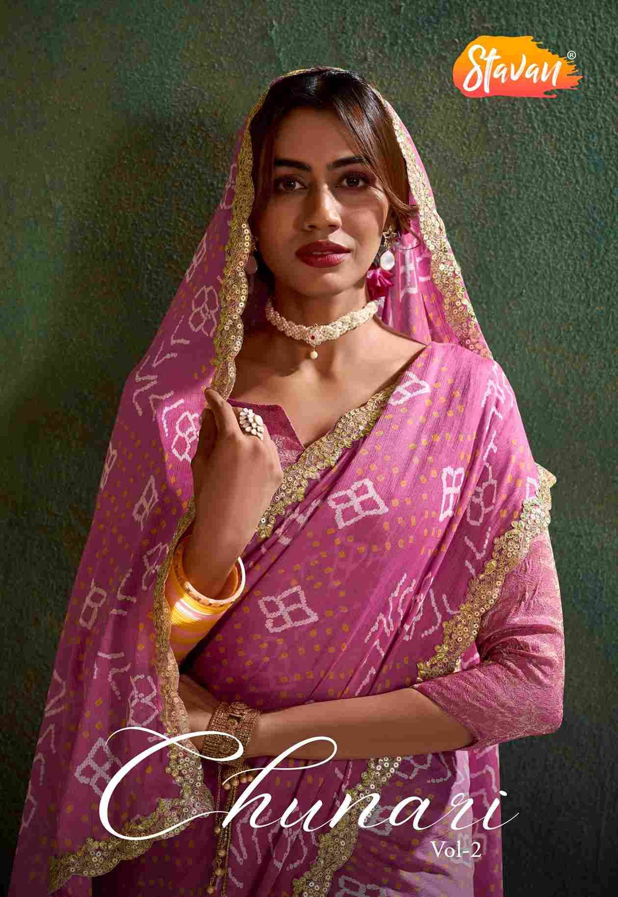 Chunari Vol-2 By Stavan 1019 To 1038 Series Indian Traditional Wear Collection Beautiful Stylish Fancy Colorful Party Wear & Occasional Wear Pure Chiffon Sarees At Wholesale Price