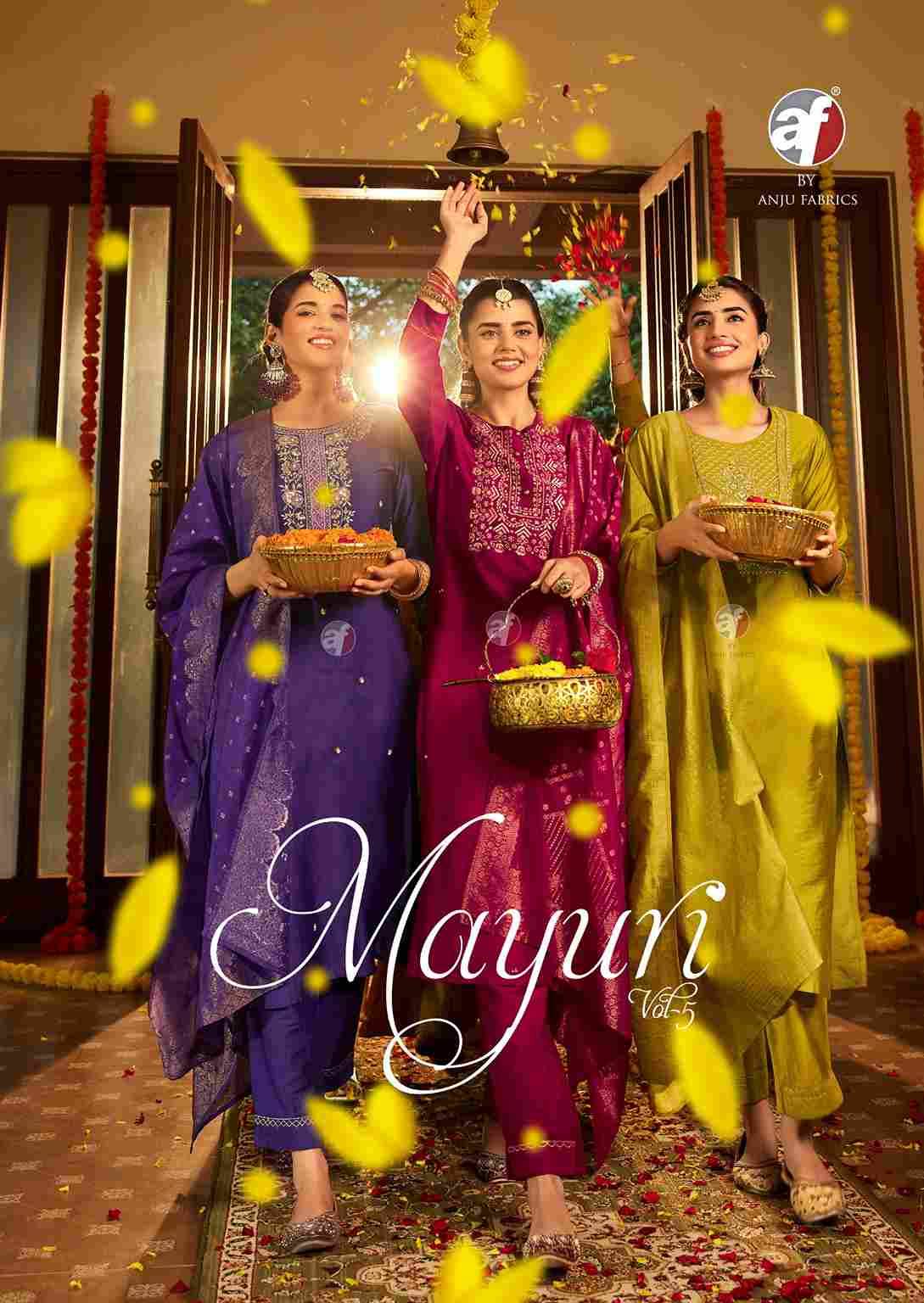 Mayuri Vol-5 By Anju Fabrics 3971 To 3976 Series Festive Suits Beautiful Fancy Colorful Stylish Party Wear & Occasional Wear Viscose Nylon Dresses At Wholesale Price