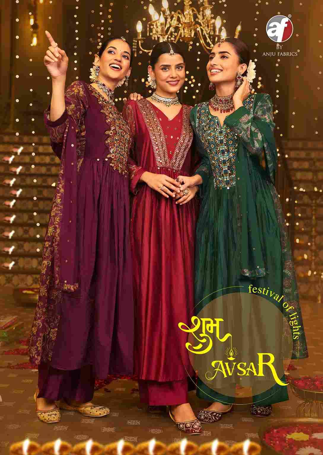 Shubh Avsar By Anju Fabrics 4061 To 4065 Series Beautiful Festive Suits Colorful Stylish Fancy Casual Wear & Ethnic Wear Viscose Dresses At Wholesale Price