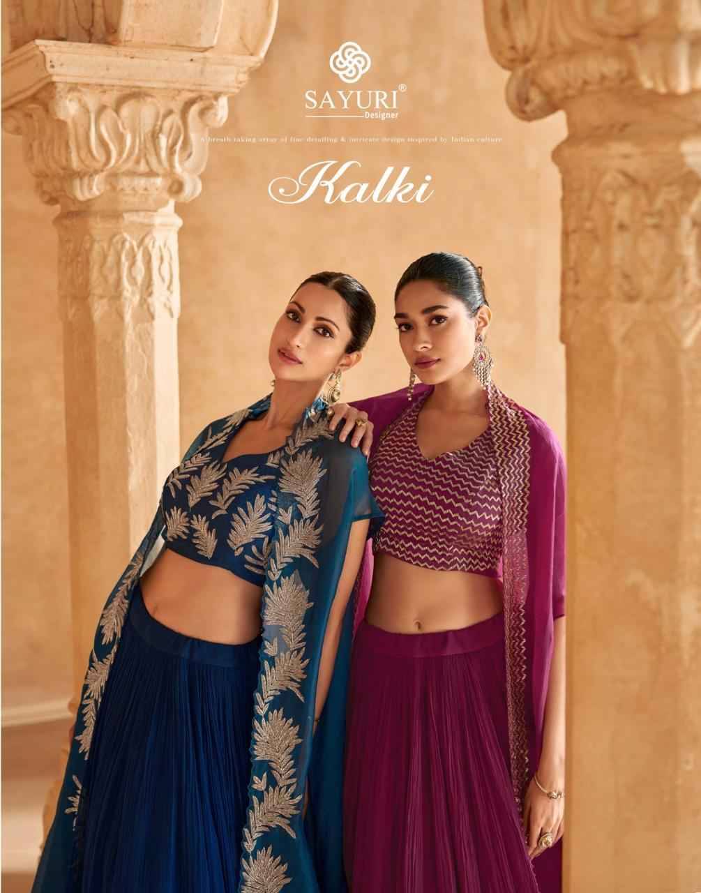 Kalki By Sayuri 5726 To 5728 Series Designer Beautiful Wedding Collection Occasional Wear & Party Wear Chinnon Silk Lehengas At Wholesale Price