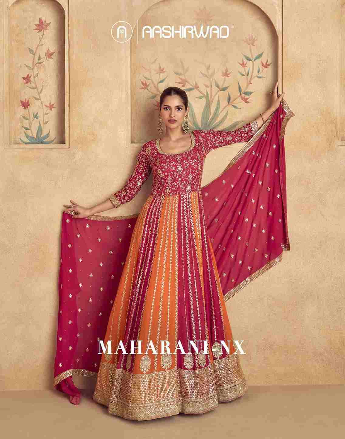 Maharani Nx By Aashirwad Creation Designer Stylish Fancy Colorful Beautiful Party Wear & Ethnic Wear Collection Georgette Gowns With Dupatta At Wholesale Price