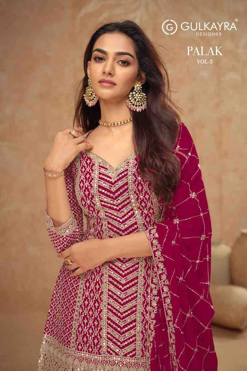 Palak Vol-3 By Gulkayra Designer 7518-J To 7518-N Series Beautiful Suits Colorful Stylish Fancy Casual Wear & Ethnic Wear Chinnon Dresses At Wholesale Price