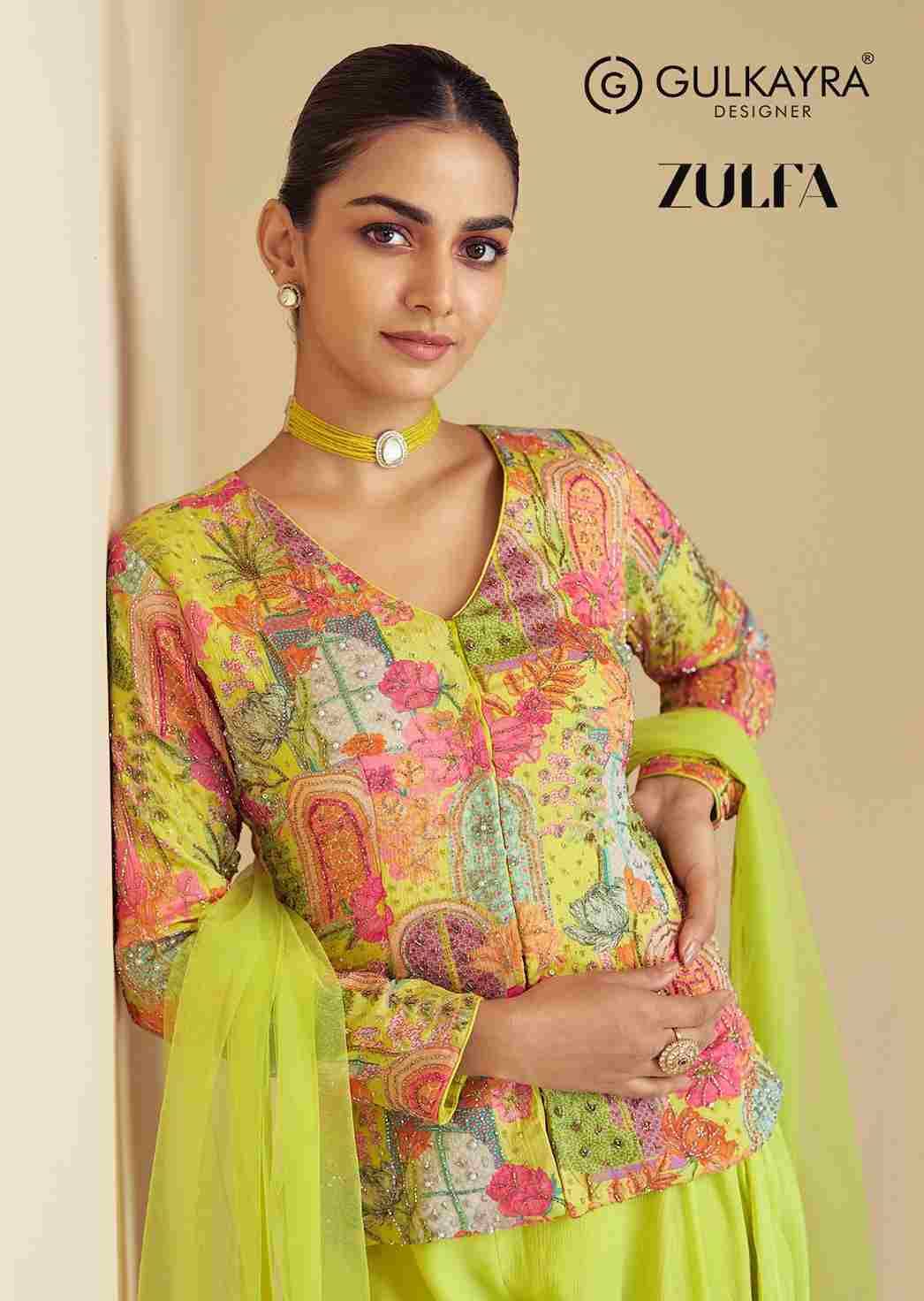 Zulfa By Gulkayra Designer 7525 To 7526 Series Beautiful Sharara Suits Colorful Stylish Fancy Casual Wear & Ethnic Wear Chinnon Dresses At Wholesale Price