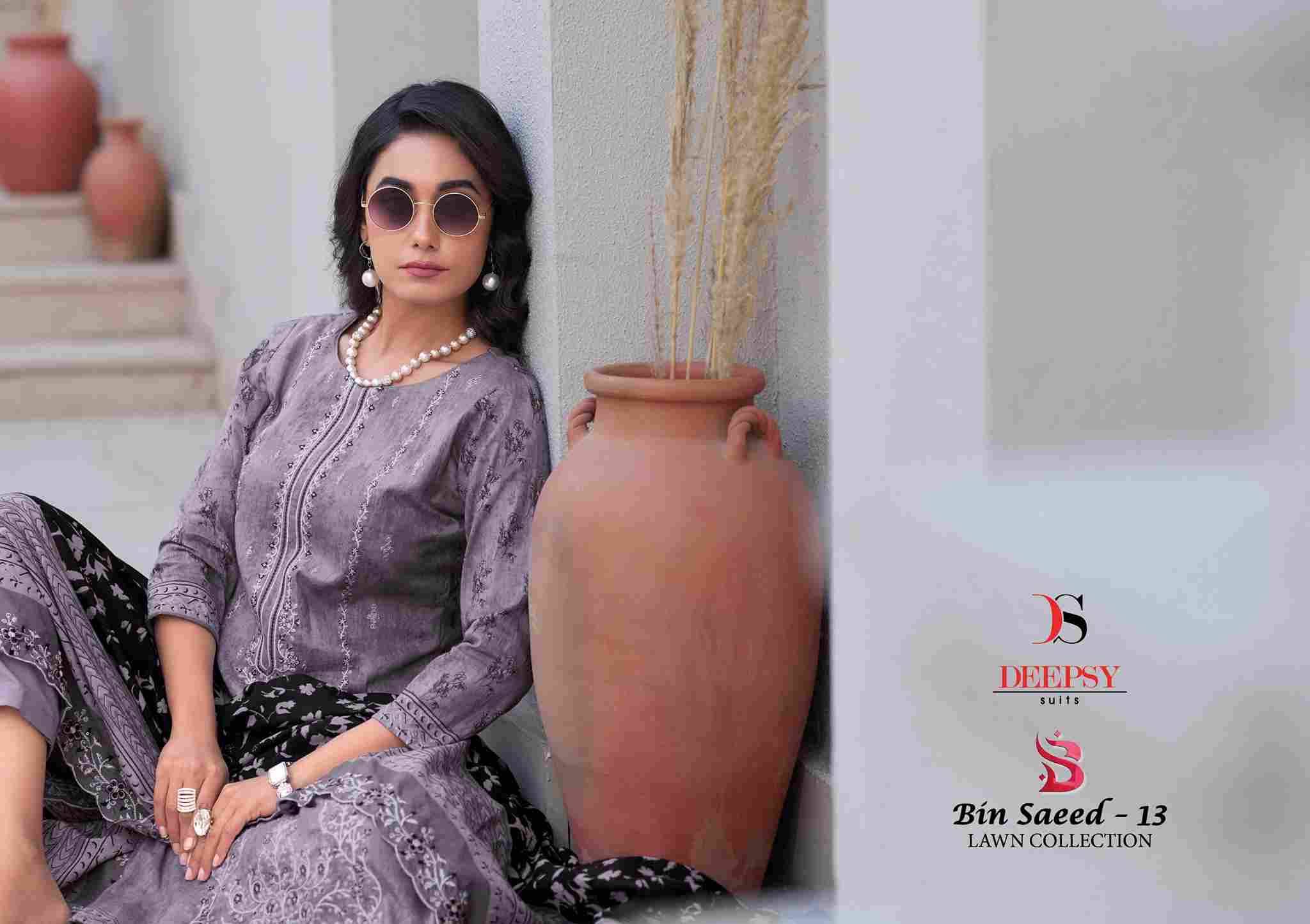 Bin Saeed Vol-13 By Deepsy Suits 13001 To 13008 Series Designer Pakistani Suits Beautiful Stylish Fancy Colorful Party Wear & Occasional Wear Pure Cotton Dresses At Wholesale Price