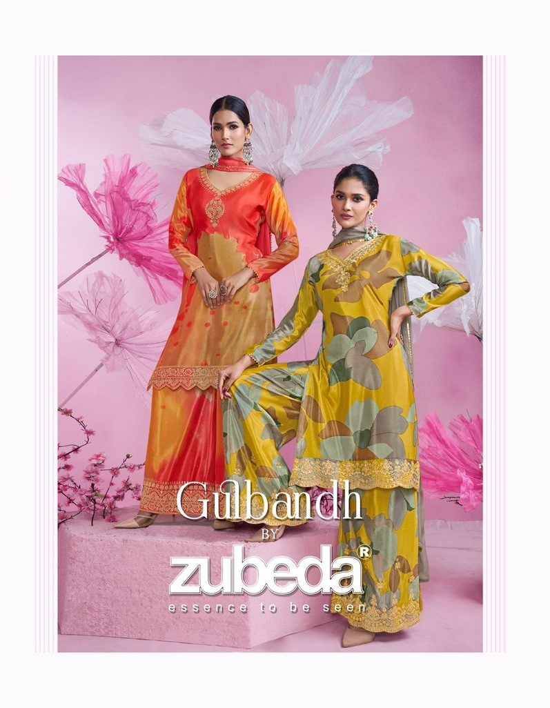 Gulbandh By Zubeda 718 To 721 Series Sharara Suits Beautiful Fancy Colorful Stylish Party Wear & Occasional Wear Chinnon Silk Dresses At Wholesale Price