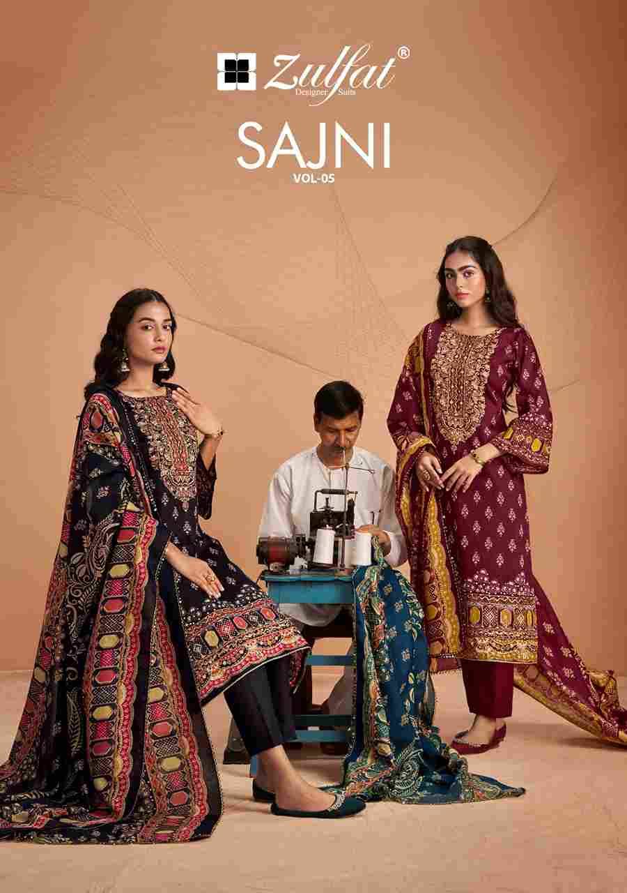 Sajni Vol-5 By Zulfat 627-001 To 627-006 Series Beautiful Festive Suits Stylish Fancy Colorful Casual Wear & Ethnic Wear Pure Jam Cotton Print Dresses At Wholesale Price