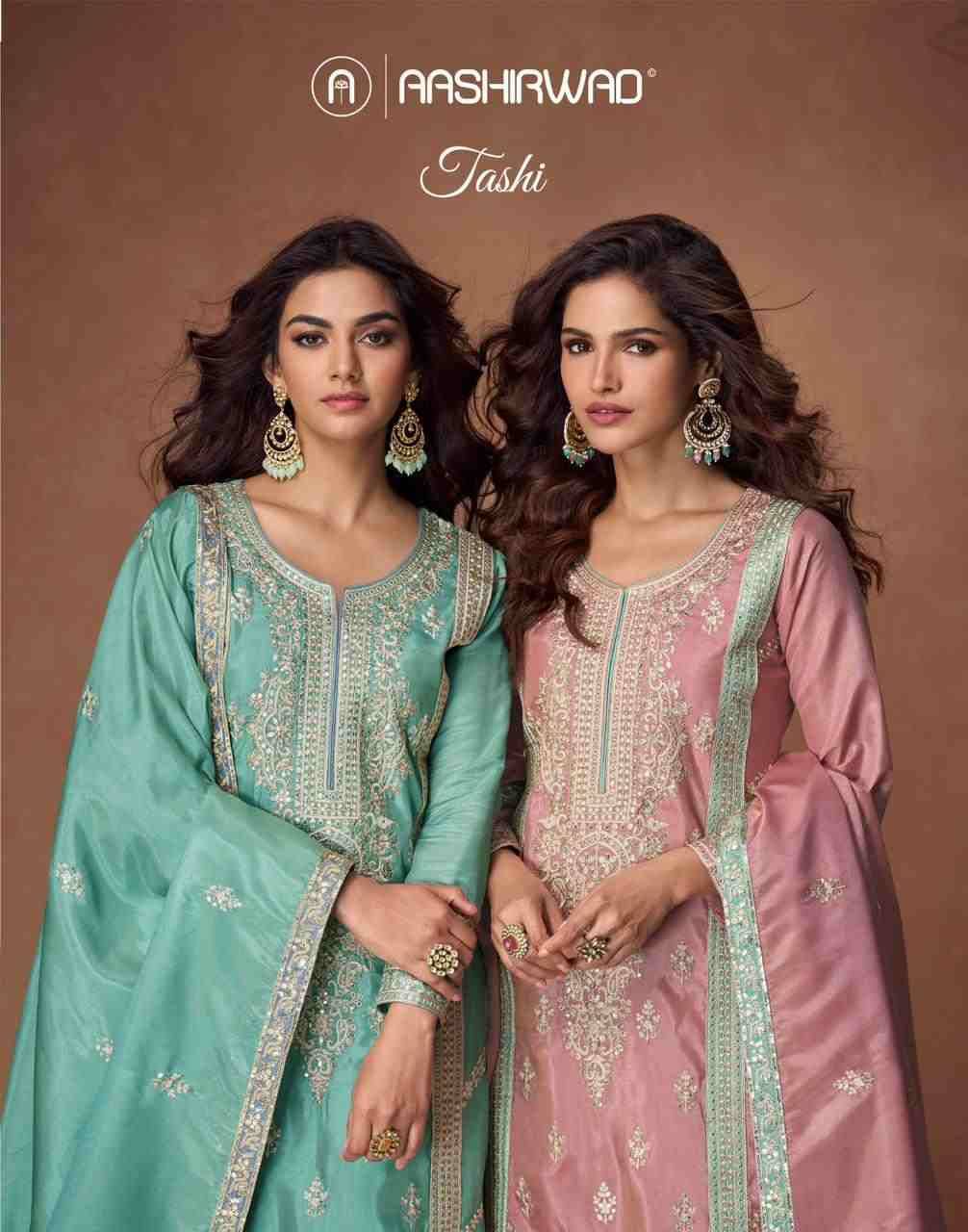 Tashi By Aashirwad Creation 10212 To 10214 Series Beautiful Sharara Suits Colorful Stylish Fancy Casual Wear & Ethnic Wear Organza Silk Print Dresses At Wholesale Price