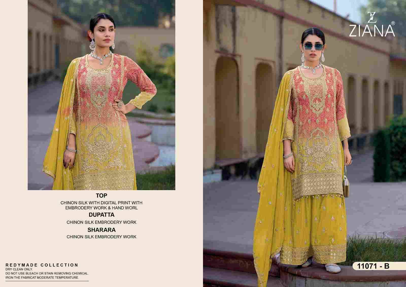 Ziana 11071 Colours By Fashid Wholesale 11071-A To 11071-D Series Beautiful Stylish Suits Fancy Colorful Casual Wear & Ethnic Wear & Ready To Wear Chinnon Silk Dresses At Wholesale Price