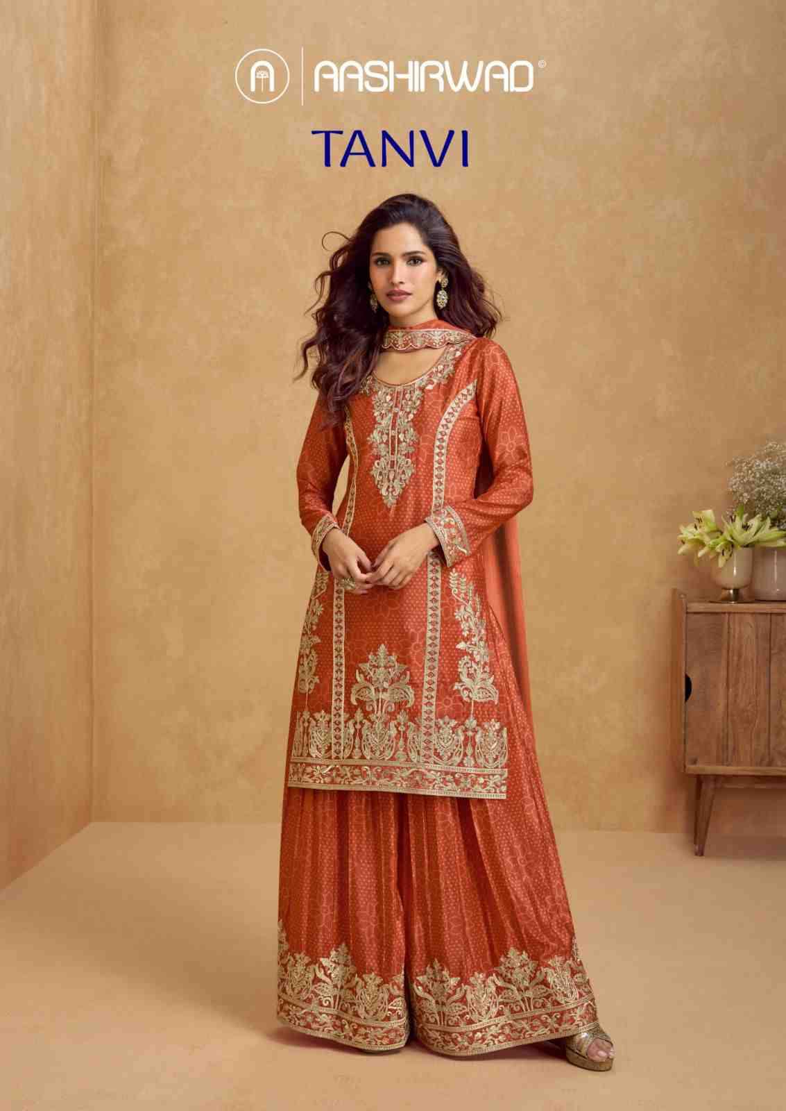 Tanvi By Aashirwad Creation 10284 To 10287 Series Beautiful Suits Colorful Stylish Fancy Casual Wear & Ethnic Wear Chinnon Silk Dresses At Wholesale Price