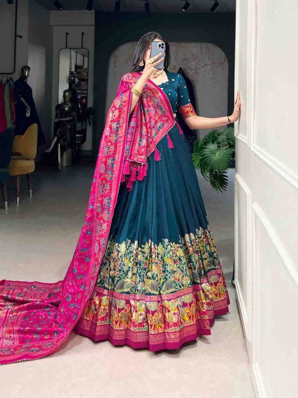 1245 By Fashid Wholesale 1245-A To 1245-D Series Festive Wear Collection Beautiful Stylish Colorful Fancy Party Wear & Occasional Wear Tussar Silk Lehengas At Wholesale Price
