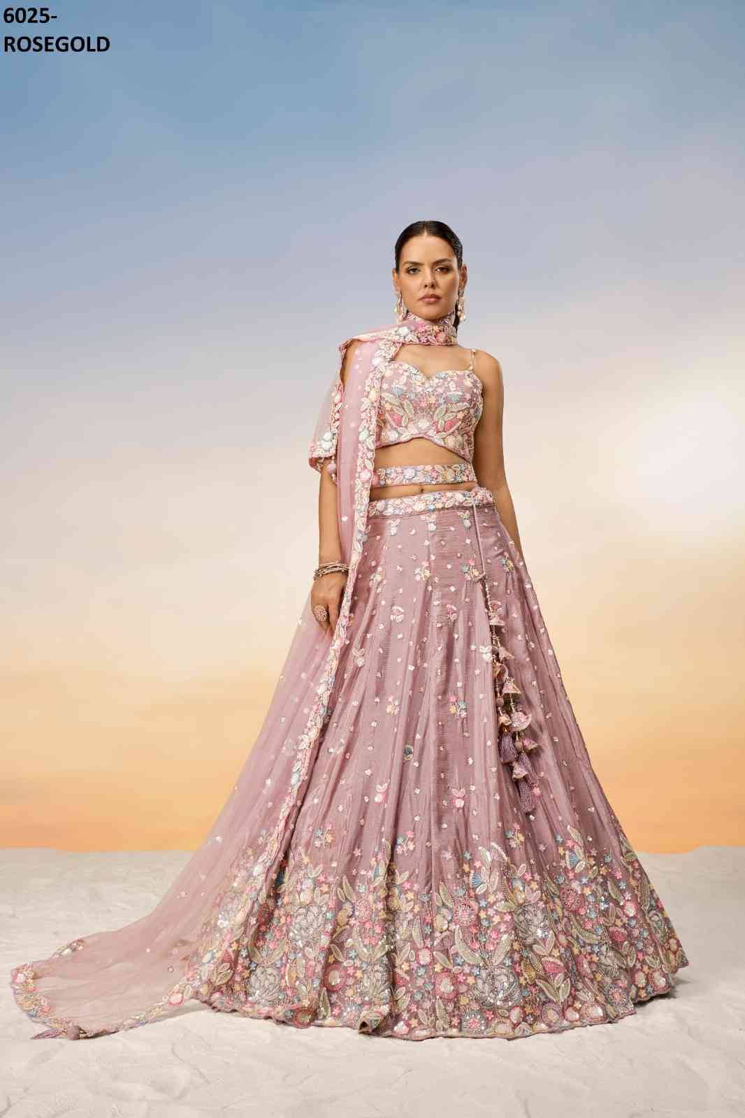 6025 By Fashid Wholesale 6025-A To 6025-D Series Festive Wear Collection Beautiful Stylish Colorful Fancy Party Wear & Occasional Wear Chiffon Lehengas At Wholesale Price