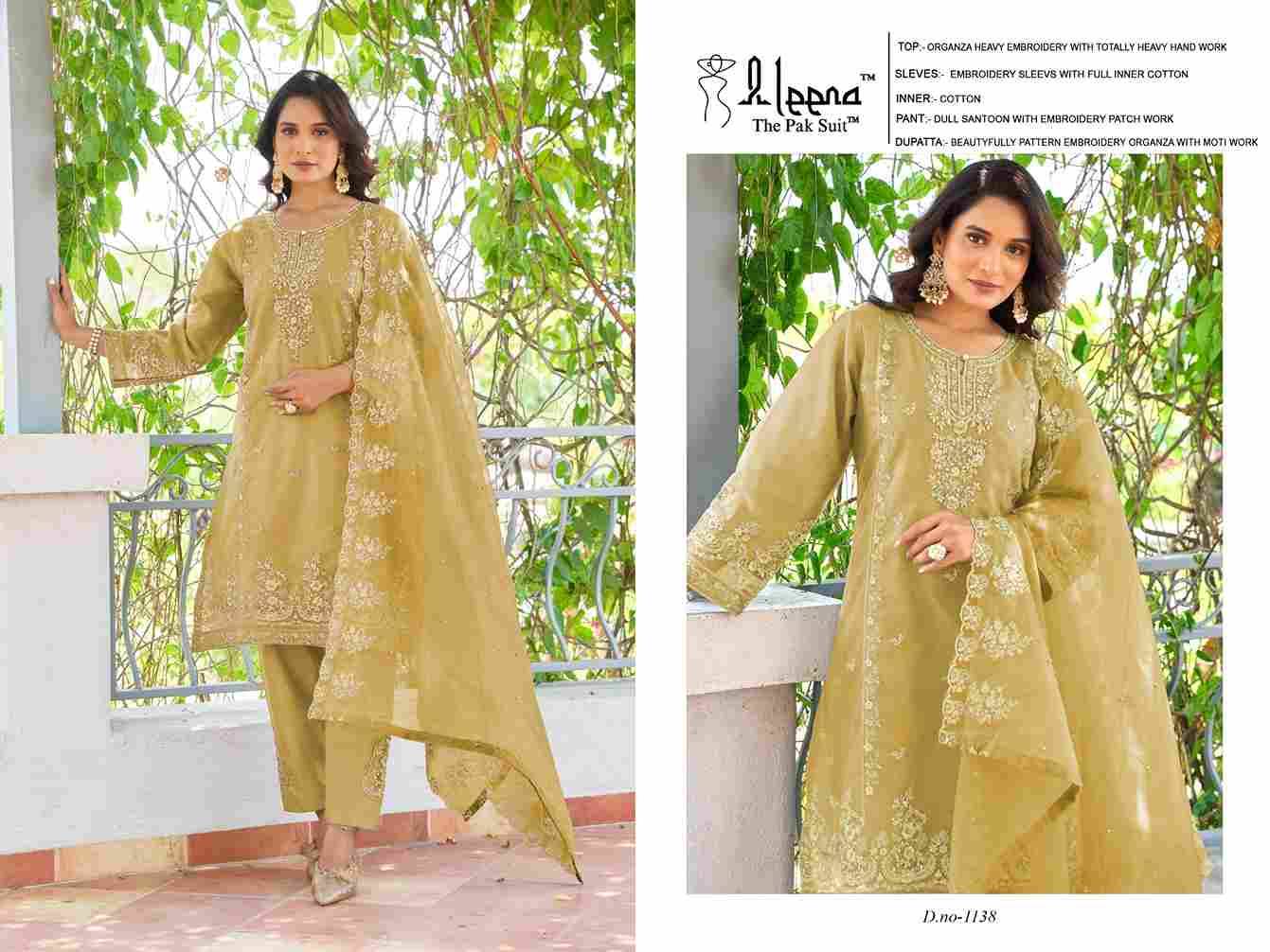 Aleena 1138 Colours By Aleena 1138-A To 1138-D Series Beautiful Pakistani Suits Stylish Fancy Colorful Party Wear & Occasional Wear Organza Khadi Embroidered Dresses At Wholesale Price
