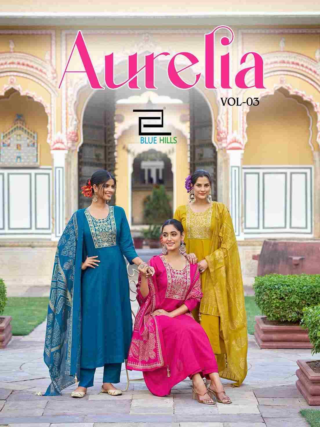 Aurelia Vol-3 By Blue Hills 3001 To 3006 Series Designer Festive Suits Beautiful Fancy Colorful Stylish Party Wear & Occasional Wear Rayon Dresses At Wholesale Price