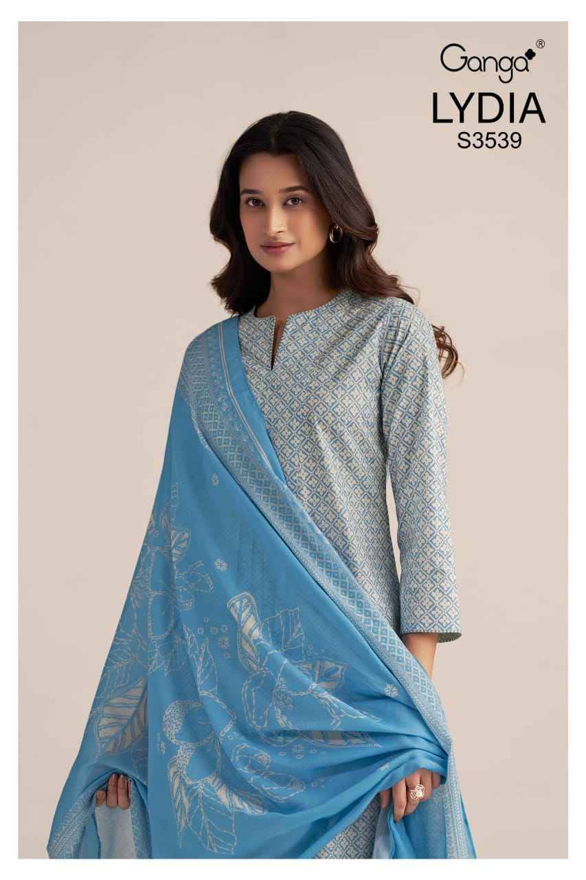 Lydia-3539 By Ganga Fashion 3539-A To 3539-D Series Beautiful Festive Suits Colorful Stylish Fancy Casual Wear & Ethnic Wear Pure Cotton Dresses At Wholesale Price