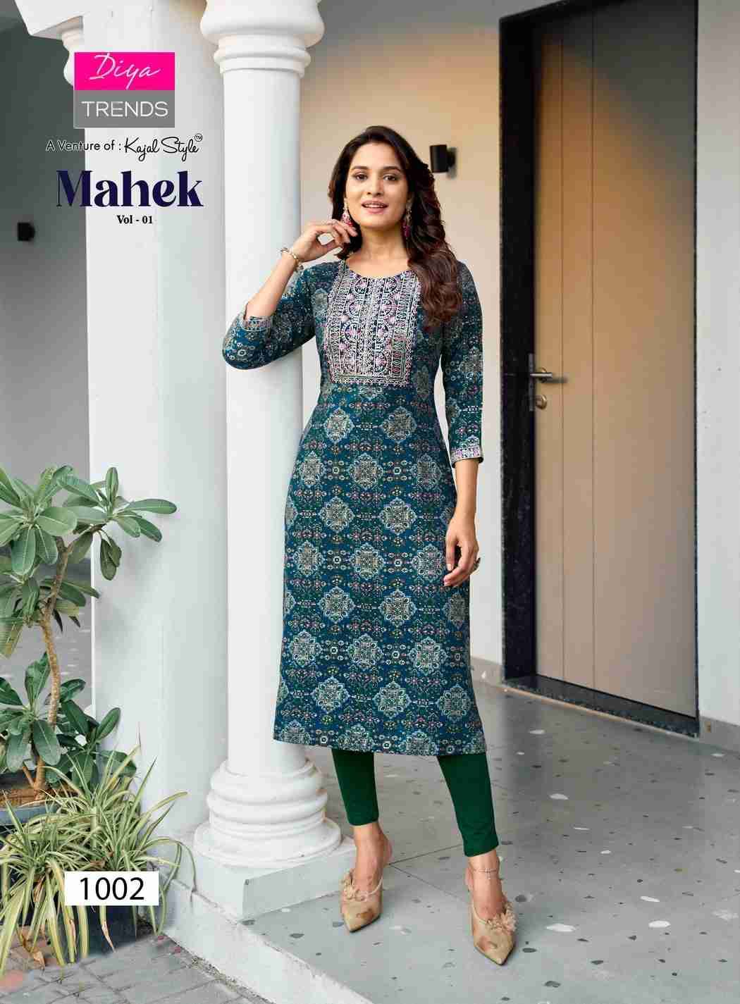 Mahek Vol-1 By Diya Trends 1001 To 1008 Series Beautiful Stylish Fancy Colorful Casual Wear & Ethnic Wear Rayon Print Kurtis At Wholesale Price