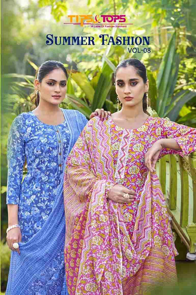 Summer Fashion Vol-8 By Tips And Tops 1001 To 1006 Series Designer Festive Suits Beautiful Fancy Colorful Stylish Party Wear & Occasional Wear Cotton Print Dresses At Wholesale Price