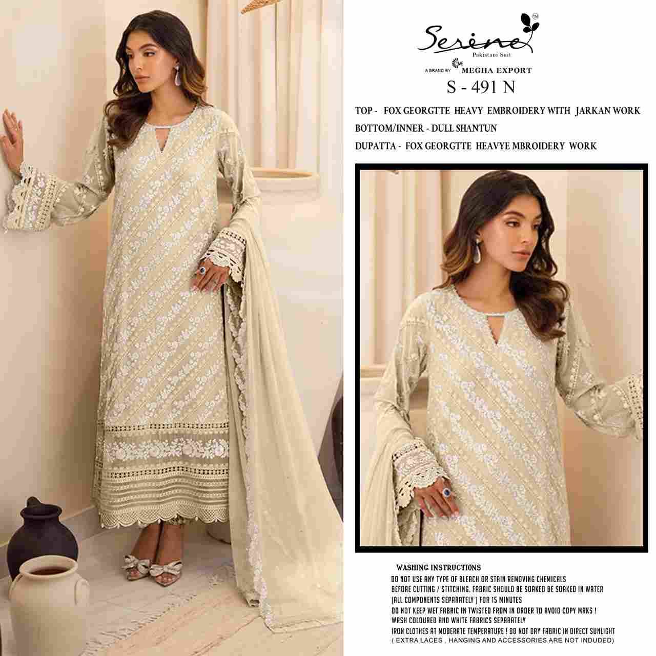 Serene Hit Design S-491 Colours Vol-4 By Serene S-491-M To S-491-P Series Designer Pakistani Suits Beautiful Fancy Colorful Stylish Party Wear & Occasional Wear Faux Georgette Embroidered Dresses At Wholesale Price